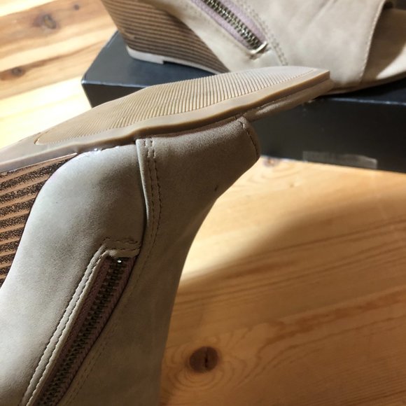 Brash Slingback Wedges- Open Toe Sandals faux suede/leather - Picture 6 of 12